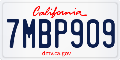 CA license plate 7MBP909