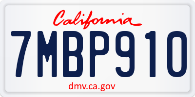 CA license plate 7MBP910