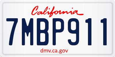 CA license plate 7MBP911
