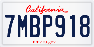 CA license plate 7MBP918