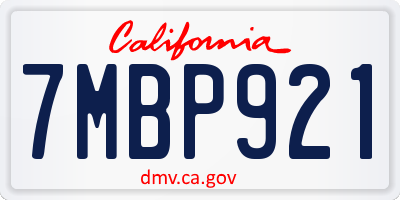CA license plate 7MBP921