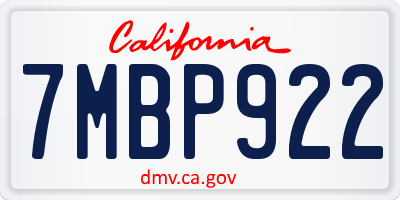 CA license plate 7MBP922
