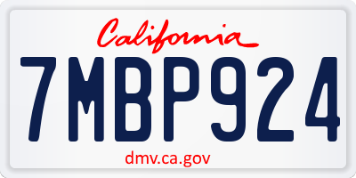 CA license plate 7MBP924