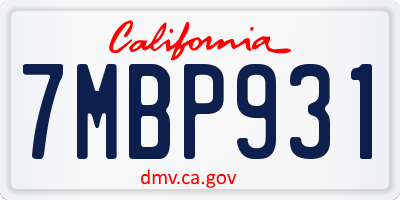CA license plate 7MBP931