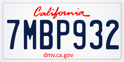 CA license plate 7MBP932