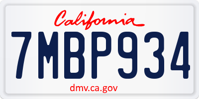 CA license plate 7MBP934