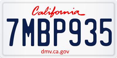 CA license plate 7MBP935