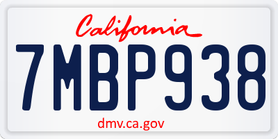 CA license plate 7MBP938