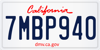 CA license plate 7MBP940