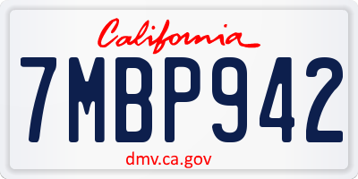 CA license plate 7MBP942