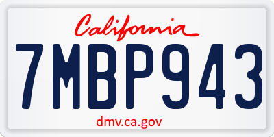 CA license plate 7MBP943