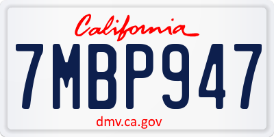 CA license plate 7MBP947