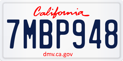 CA license plate 7MBP948