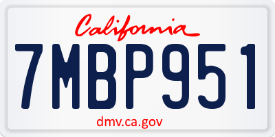 CA license plate 7MBP951