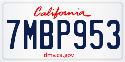 CA license plate 7MBP953