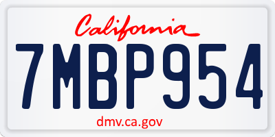 CA license plate 7MBP954