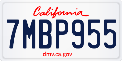 CA license plate 7MBP955