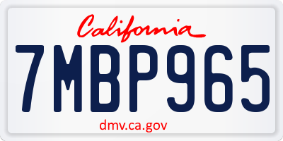 CA license plate 7MBP965