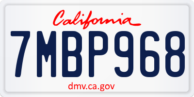 CA license plate 7MBP968