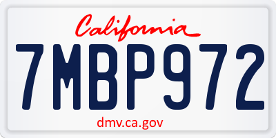 CA license plate 7MBP972
