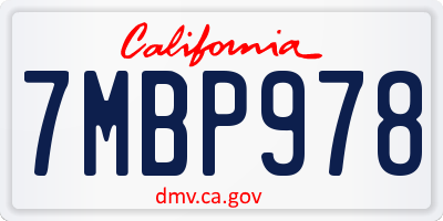 CA license plate 7MBP978