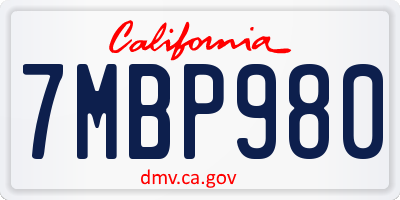 CA license plate 7MBP980
