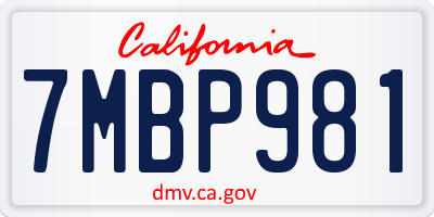 CA license plate 7MBP981