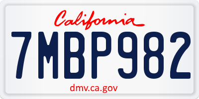 CA license plate 7MBP982