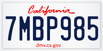 CA license plate 7MBP985