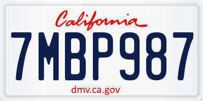 CA license plate 7MBP987