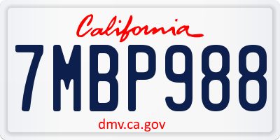CA license plate 7MBP988