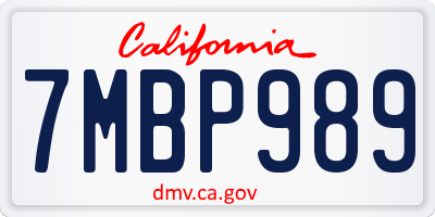 CA license plate 7MBP989