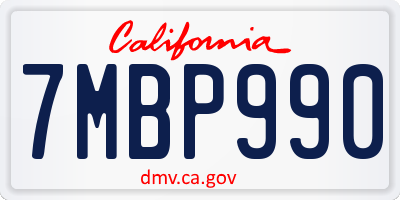 CA license plate 7MBP990
