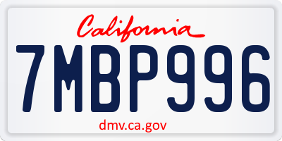 CA license plate 7MBP996