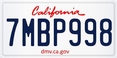 CA license plate 7MBP998