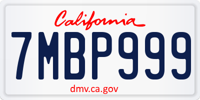 CA license plate 7MBP999