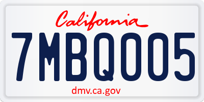 CA license plate 7MBQ005