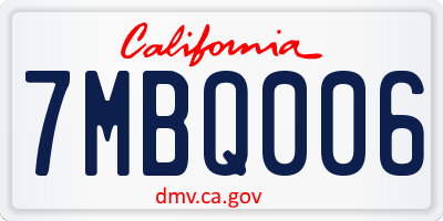 CA license plate 7MBQ006