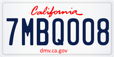 CA license plate 7MBQ008