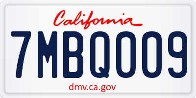 CA license plate 7MBQ009