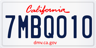 CA license plate 7MBQ010