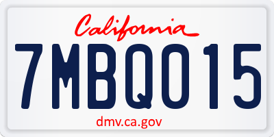 CA license plate 7MBQ015