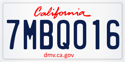 CA license plate 7MBQ016