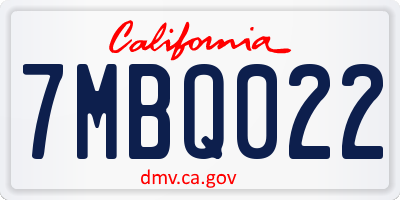 CA license plate 7MBQ022