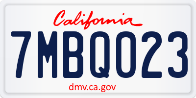 CA license plate 7MBQ023