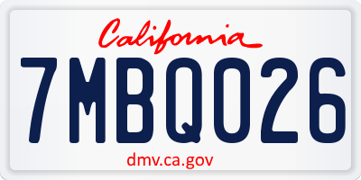 CA license plate 7MBQ026