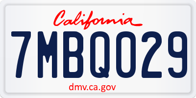CA license plate 7MBQ029