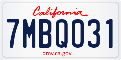 CA license plate 7MBQ031