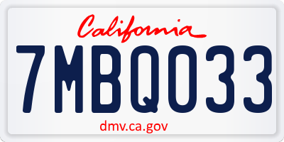 CA license plate 7MBQ033