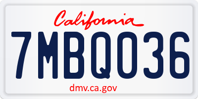 CA license plate 7MBQ036